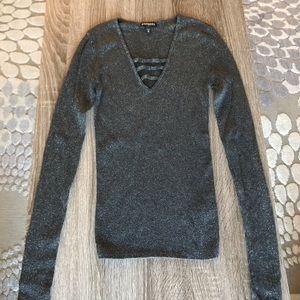 Express Gray Sparkle Top
